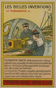 Belo cartão de invenções, telegrafia de French School