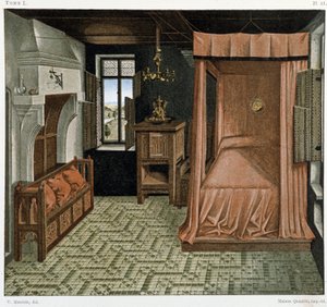 Quarto de dormir no século XV de French School