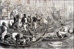 Bergen Fish Market in the 1860s (gravura) de French School