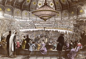 Berlioz realiza seu concerto em 19 de janeiro de 1845 no Circo Olímpico em Paris - Hector Berlioz (1803-1869), na sala do Circo Olímpico dos Campos Elíseos em Paris de French School
