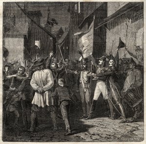 Conspiração Bertons 1822 - O General Jean Baptiste Breton (Jean-Baptiste) dit Berton (1769-1822) estabeleceu um governo provisório em Thouars em 1822 - de French School