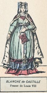 Blanche de Castela, Esposa de Luís VIII (gravura a cores) de French School