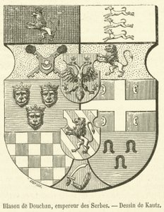 Brasão de armas de Dushan, imperador dos sérvios (gravura) de French School