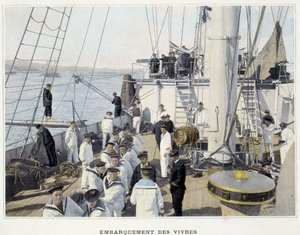 Embarque de alimentos - em "Album militaire - Marine: La vie à bord" de French School