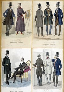 Quadros que ilustram a moda masculina do "Journal des tailors" de 1848. de French School