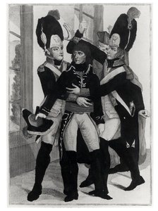 Bonaparte (1769-1821) Protegido por dois Granadeiros durante a Sessão em St.Cloud, 19 brumário a 8 (10 de novembro de 1799), c. 1800 de French School