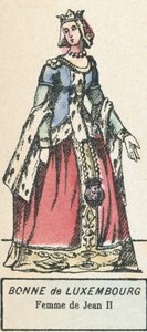 Bonne de Luxembourg, Esposa de João II (gravura a cores) de French School