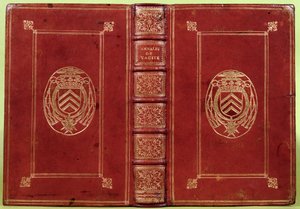 Capa de livro dos Anais de Tácito com o brasão de Armand-Jean du Plessis, Cardeal Richelieu (1585-1642) (couro vermelho e ouro) de French School