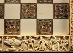 Fronteira de um tabuleiro de xadrez que retrata a vida cortês, 1415 de French School