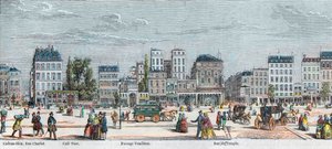 Boulevard du Temple cote sud - Rue Charlot - Cafe Turk - Passage Vendome - Rue du Temple - Gravura em "Tableau-de-Paris" de Edmond Texier 1852 de French School