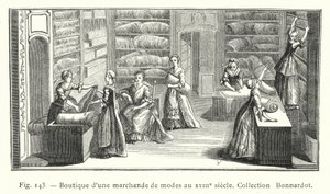 Loja de um comerciante de moda no século XVIII, Colecção Bonnardot (gravura) de French School
