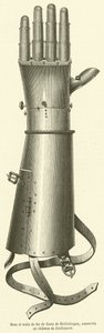 Braço e mão de ferro de Goetz de Berlichingen, preservado no castelo de Jaxthausen (gravura) de French School