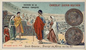 Moeda de Bronze de Nero, Gália Romana, 60 (cromolitho) de French School