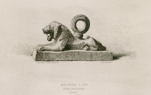 Leão de bronze, de Khorsabad, Louvre (gravura) de French School