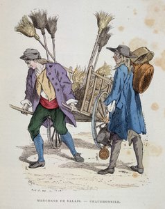 Comerciante de vassouras e caldeireiro - in "Os trajes de Paris através dos séculos" de French School