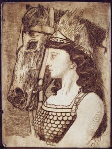 Brunnhilde, ilustração para "Die Walkure" de Richard Wagner (1813-83) (gravura) de French School