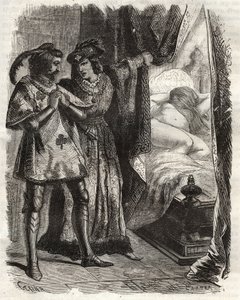 Ao levantar uma porta, mostrou ao marido a sua própria mulher deitada nua. Louis I de Valois Duke de Orleans (1372-1407), fez Raoul d