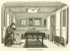 Cabine de um brigue mercante (gravura) de French School