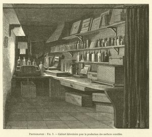 Armário de laboratório para a produção de superfícies sensíveis (gravura) de French School