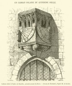 Relógio de sol na igreja de Rouelles, distrito de Le Havre (gravura) de French School