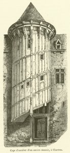 Escadaria de uma velha casa senhorial, em Chartres (gravura) de French School