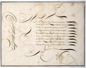 Caligrafia: Gráfico manuscrito de ronda financeira por volta da segunda metade do século XVII por Louis Senault de French School