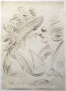 Caligrafia: Retratos de perfil por volta de 1780, de Bernard de Paris. de French School