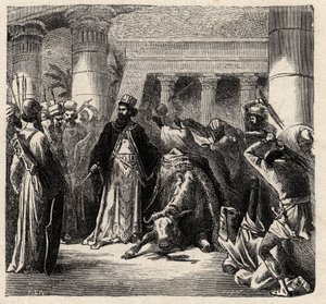 Cambyses II, governante dos Persas Aquemênidas Mata o Touro Sagrado dos Egípcios - Cambyses ou Cambyse II (530-522 AC) gravada a partir de "L
