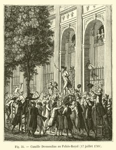 Camille Desmoulins no Palais Royal, 17 de julho de 1789 de French School