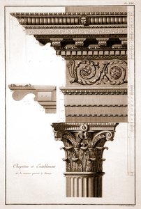 Capital & Entablature, House Square, Nimes, França de French School