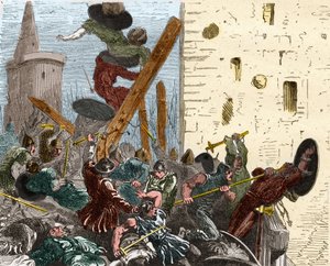 Captura de Carcassonne durante a cruzada contra os Albigeers em agosto de 1209. Gravura em "Histoire De France En Cent Paintings de Paul Lehugeur "1891 de French School