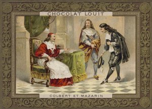 Cardeal Mazarin e Jean-Baptiste Colbert, estadistas franceses, século 17