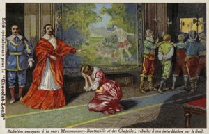 Cardeal Richelieu envia Francois de Montmorency-Bouteville e o conde de Chapelles para ser executado por desafiar sua proibição de duelo, 1627 de French School