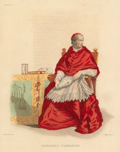 Cardeal de Amboise (gravura a cores) de French School