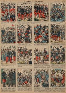 Carreira do general francês Charles-Denis Bourbaki (gravura a cores) de French School