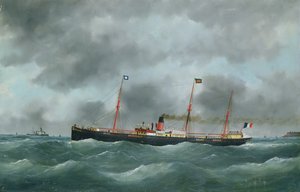 Navio a Carga que Voa a Bandeira da Companhia Peninsular de Le Havre