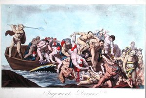 Caricatura retratando Napoleão (1769-1821) no Juízo Final, c.1815 (cor litho) de French School