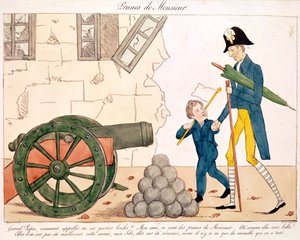 Caricatura de Charles X (1757-1836) e Henri (1820-83) Duc de Bordeaux, 25 de julho de 1830 de French School