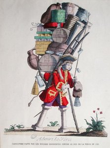 Caricatura de Henri Jacques Nompar de Caumont (1675-1726), 5º Duc de la Force, feita pelos 