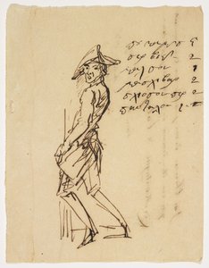 Caricatura de um jovem soldado, 1809 (caneta e tinta marrom sobre papel) de French School
