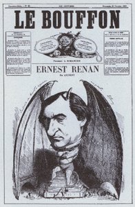 Caricatura do filósofo francês Ernest Renan (litho) de French School
