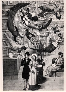 Caricatura de visitantes ao Salão de Paris de 1880 de French School