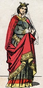 Dinastia Carolíngia: Retrato de Adelaide do Friuli (ou Aelis, cerca de 850-901) Rainha dos Francos, esposa de Luís II, o Begue (846-879). Imagem epinal do final do século XIX. Coleção particular. de French School