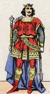 Dinastia Carolíngia: Retrato de Luís II, o Begue (846-879), Rei dos Francos de 877 a 879. Imagem epinal do final do século XIX. Coleção particular. de French School