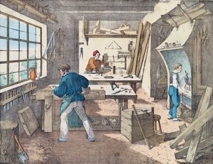 Oficina de carpinteiros, c.1860 de French School
