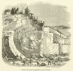 Pedreira de basalto de Langenberg, perto de Colónia (gravura) de French School
