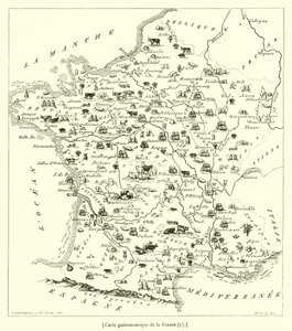 Mapa gastronómico da França (gravura) de French School