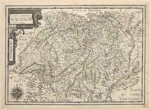 Mapa geral dos treze cantões da Suíça, Vallay, Ligues, Grise, Maison-Dieu e Valteline de French School
