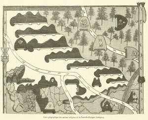 Mapa geográfico dos antigos nativos da Nova Espanha, astecas (gravura) de French School