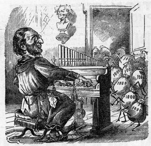 Desenho animado do compositor alemão Richard Wagner (1813-1883) de French School